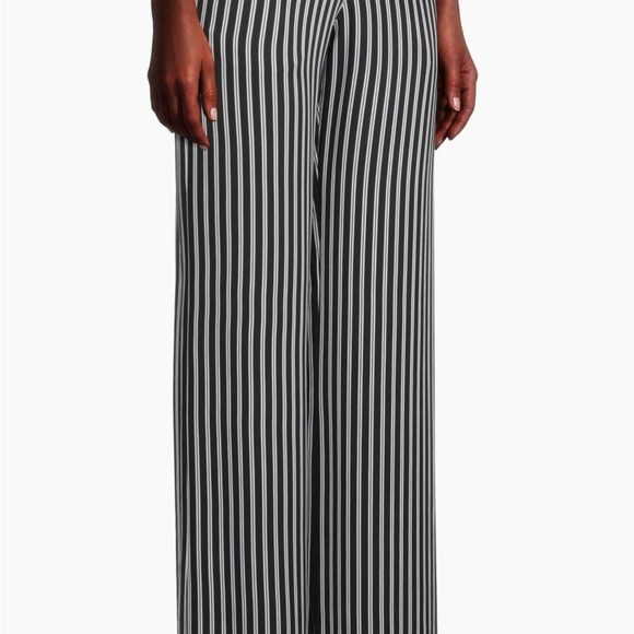 NWT MICHAEL  Michael Kors Stripe Straight Leg Pant Black & Cream Size 6 - Picture 3 of 14